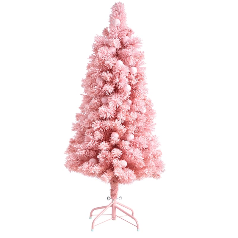 Pink Christmas Tree 4Ft Pre-Lit - Baroque Brilliance Artificial Tree with Globe Lights - 48