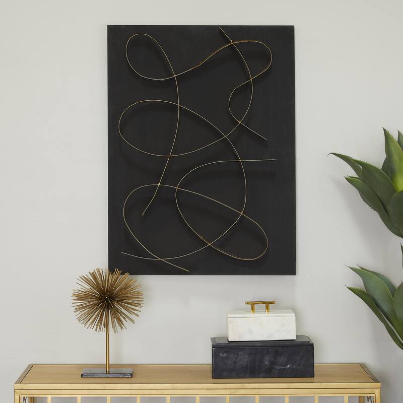 Metal Abstract Overlapping Lines Home Wall Decor with White or Black Backing - White or Black - CosmoLiving by Cosmopolitan