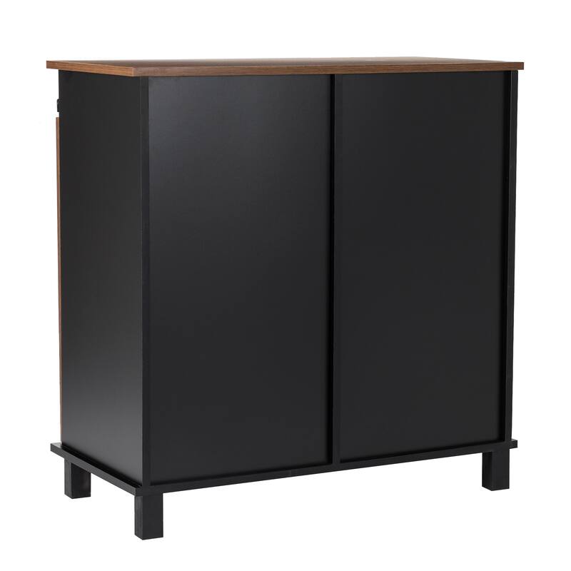 Glitzhome 32.25"H Mid Centry Modern Industrial Bar Cabinet Buffet Sideboard