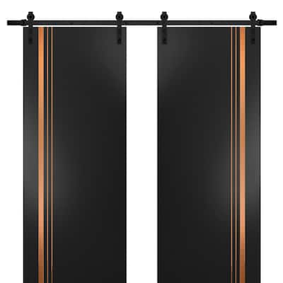 Sturdy Double Barn Door 36 x 80 with Planum 1010 Matte Black with 13FT