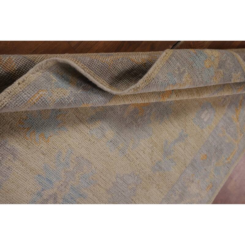 Oushak Vegetable Dye Runner Rug Hand-Knotted Wool Carpet - 3'1"x 11'6"