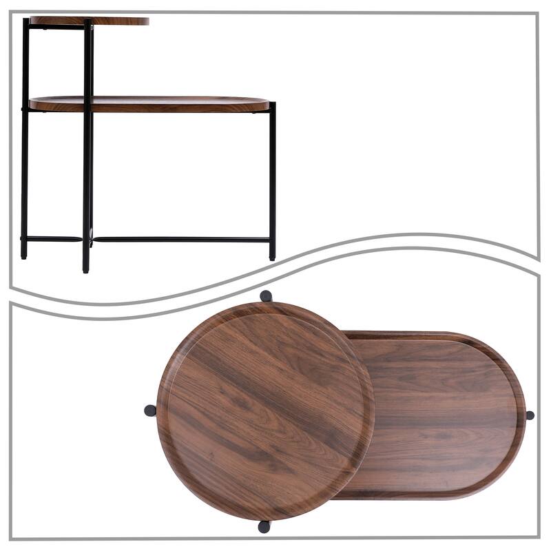 Minimalist Design Two-Tier End Table with Adjustable Foot Pads