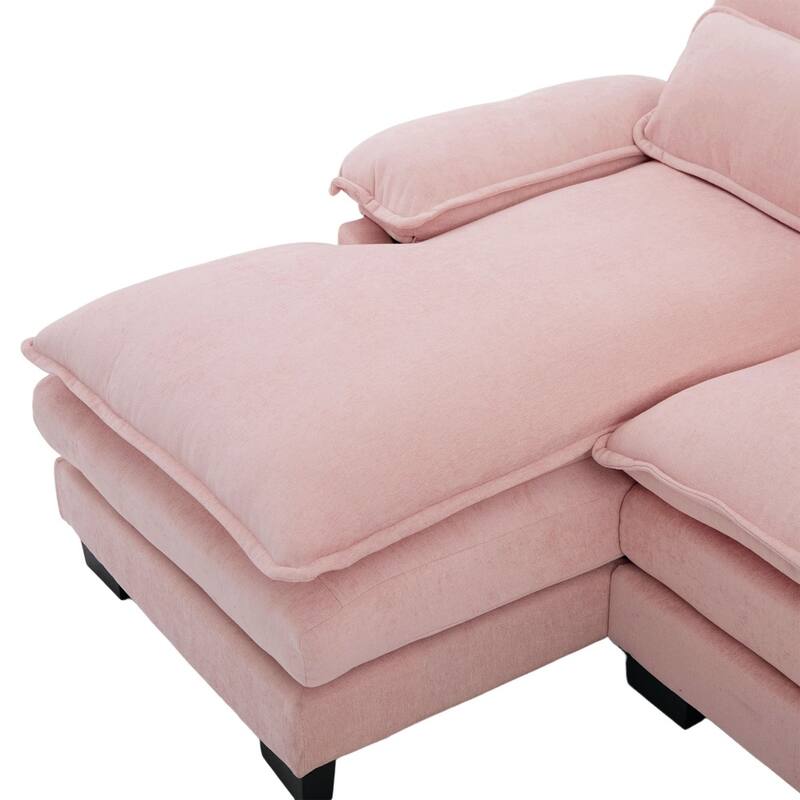 107.87" Modular Chenille Comfy Sectional Cloud Sofa with Double Chaise