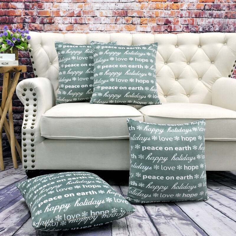 Christmas Holiday Gift Pillow Shells 4 pc Set, NO INSERT - 20" x 20" - Christmas Joy