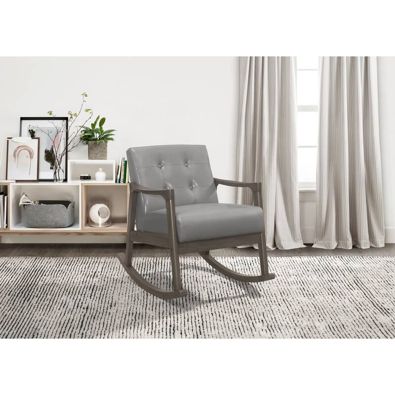 Rocking Chair Upholstery Button Tufted Solid Wood Furniture