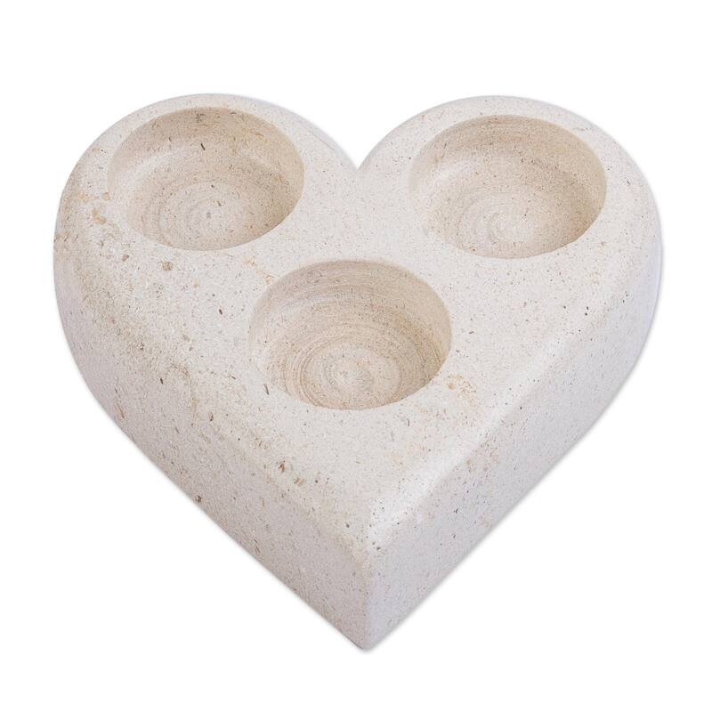 NOVICA Handmade Candlelight Romance Marble Tealight Candleholder Bed