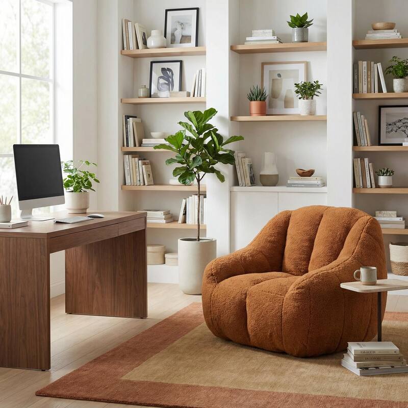 HOMYLIN Teddy Bean Bag Chair with Foam Filling, Soft Lounge Seat