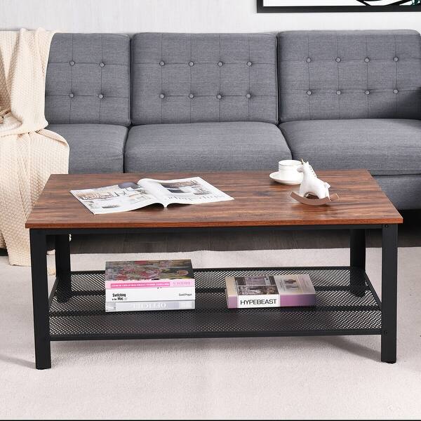 Shop Gymax Coffee Table Console Table With Storage Shelf And Metal
