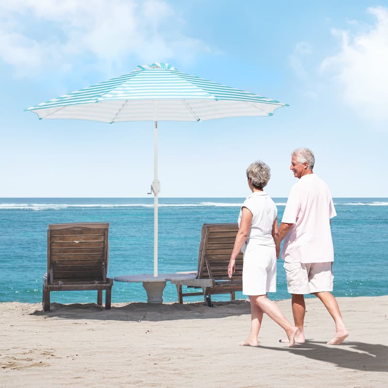 Aoodor 9FT Outdoor Patio Market Umbrella with Push Button Tilt and Crank