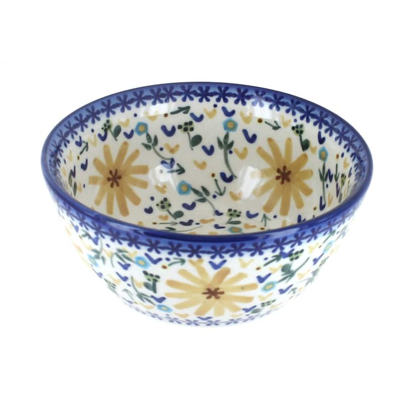 Blue Rose Polish Pottery WR Unikat Cereal Bowl - Yellow Daisy