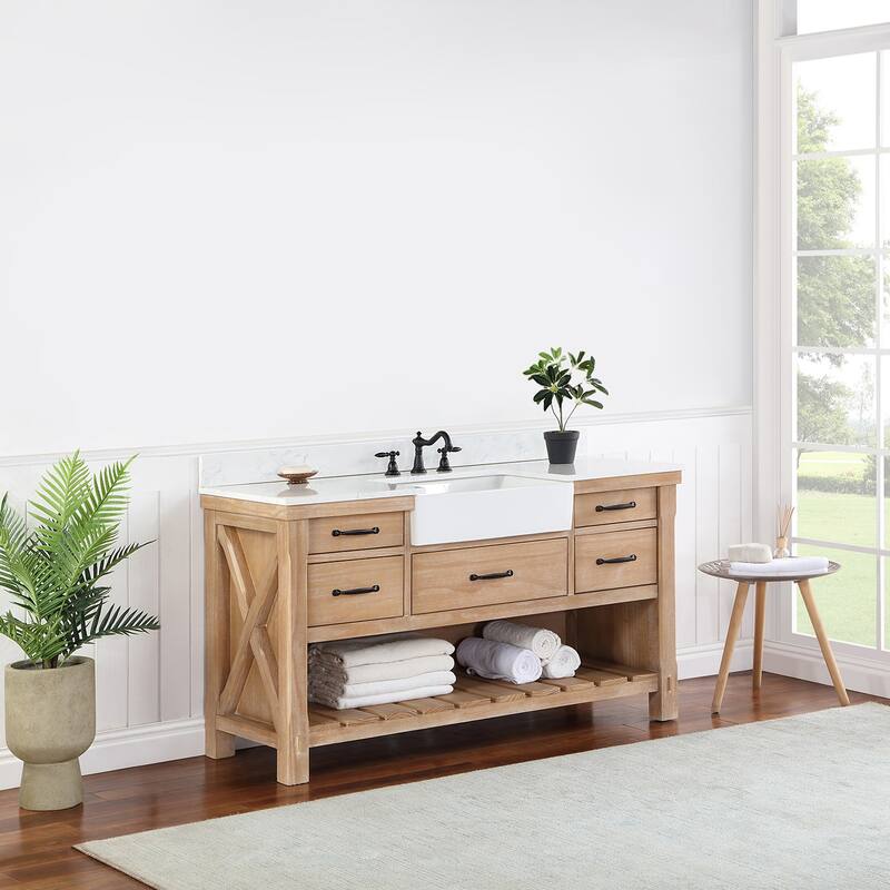 Villareal Bath Vanity with Composite Stone Top without Mirror