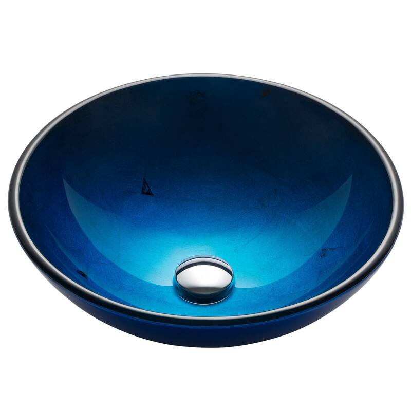 Kraus 16-1/2" Irruption Blue Glass Vessel Bathroom Sink Only - Galaxy Blue