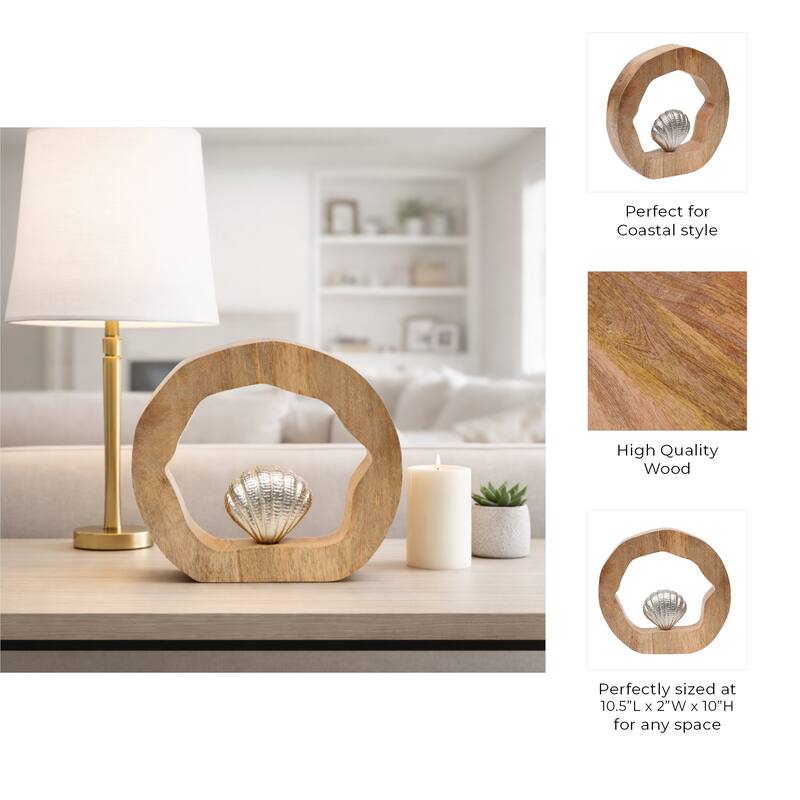 Decorative Figurine on Round Wooden Stand Sculpture