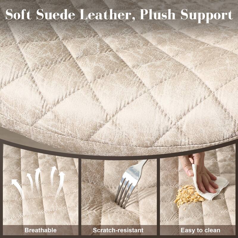 HOOOWOOO Mid-Century Leather Ergonomic Office Chair Adjustable Swivel Task Chair