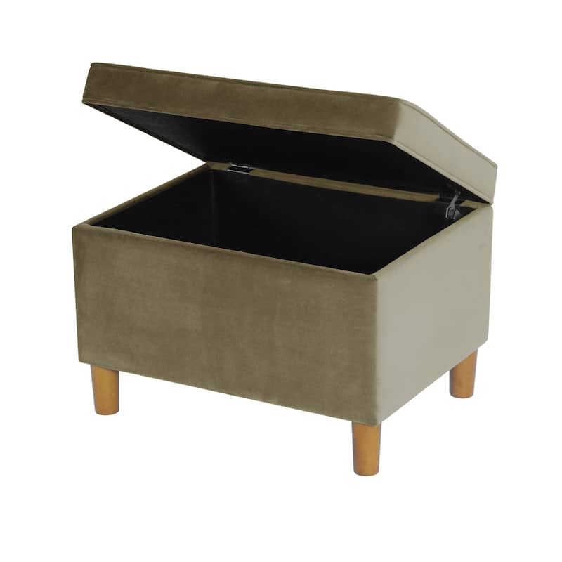 Fero Storage Ottoman, 24in Rectangular Hinged Lid, Sage Green Velvet