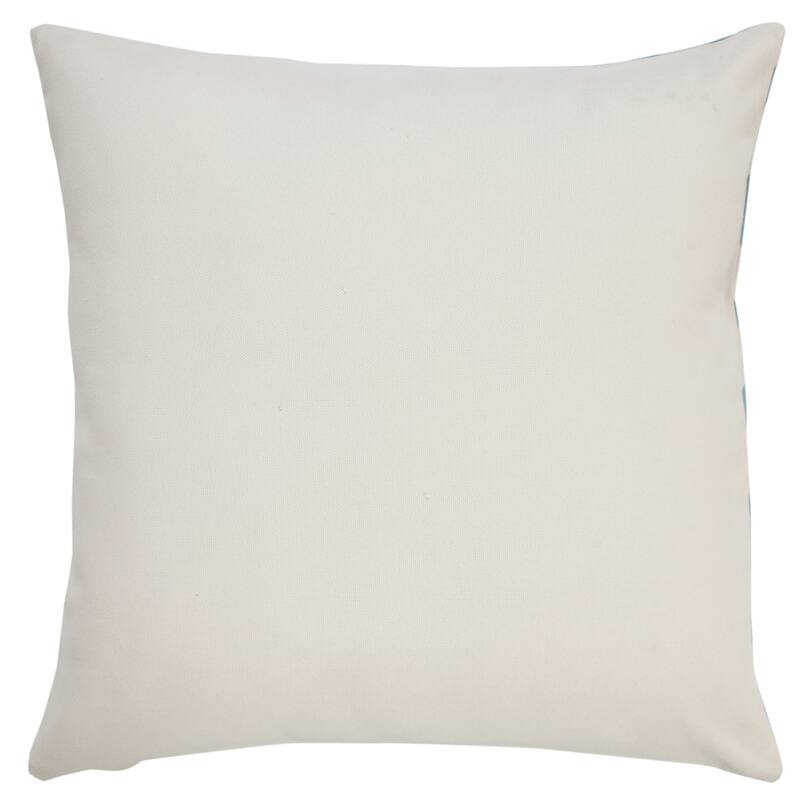 Handwoven Geometric Diamond Outdoor Patio Throw Pillow - 18" - Aqua Blue and Cream