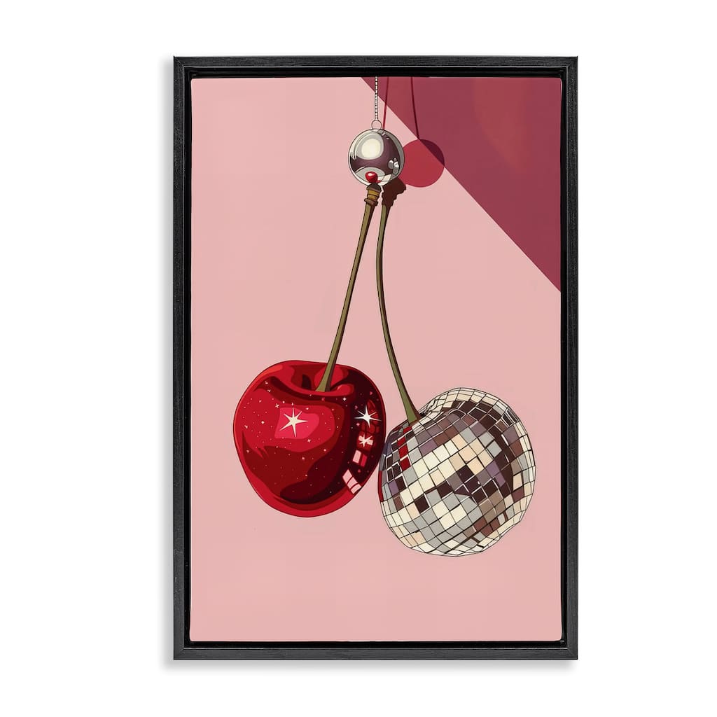Stupell Dazzling Disco Cherries Framed Floater Canvas Wall Art Design By LSR Design Studio