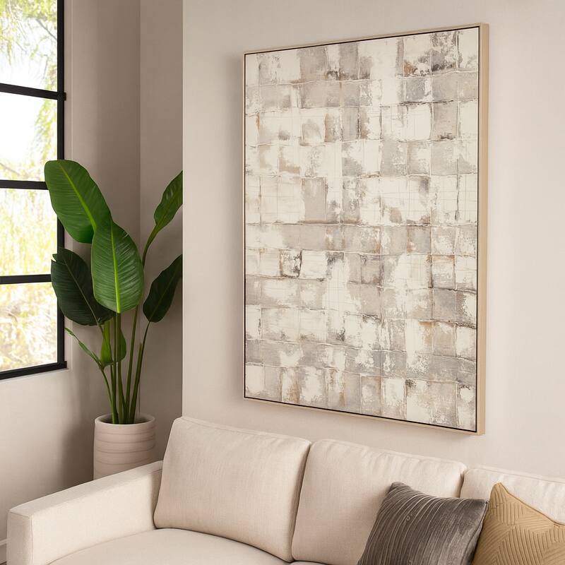 Canvas Wall Art Framed Handpainted Neutral Toned Palette - 2" Multi