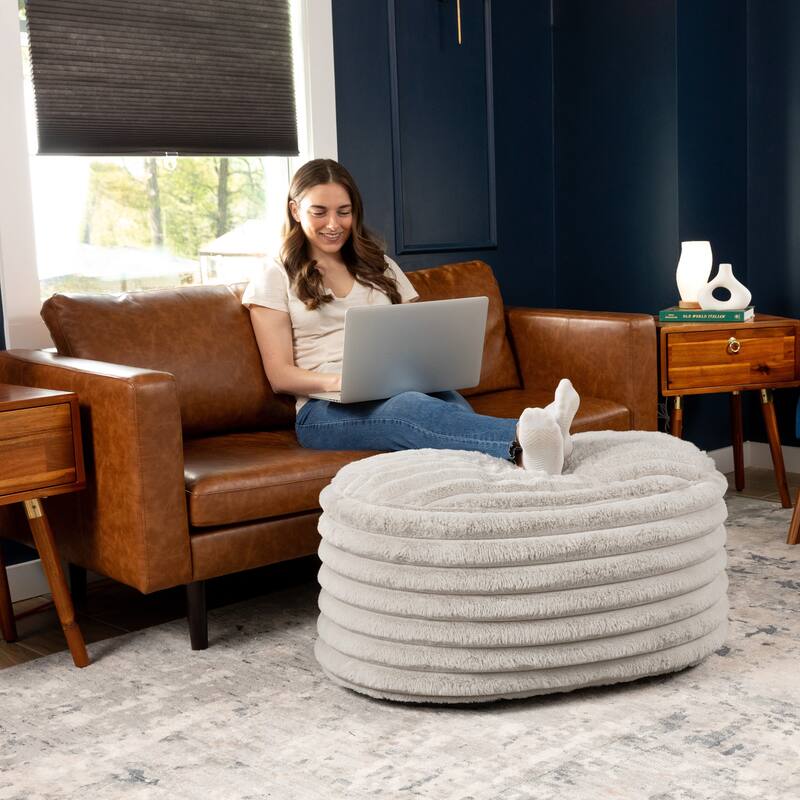 Jaxx Paran Pouf - Fluffy Faux Fur Ottoman for Modern Interior Design