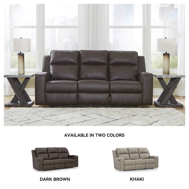 Signature Design by Ashley Lavenhorne Granite Reclining Sofa with Drop Down Table - 87"W x 42"D x 43"H