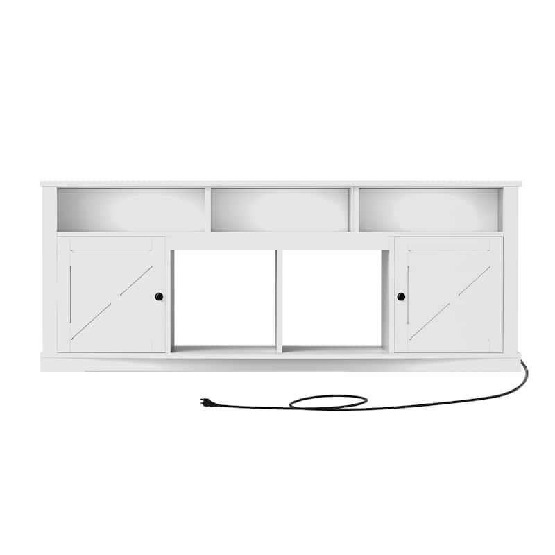 Moasis 70" Farmhouse TV Stand with Lights - 70"L x 13.3"W x 26.7"H