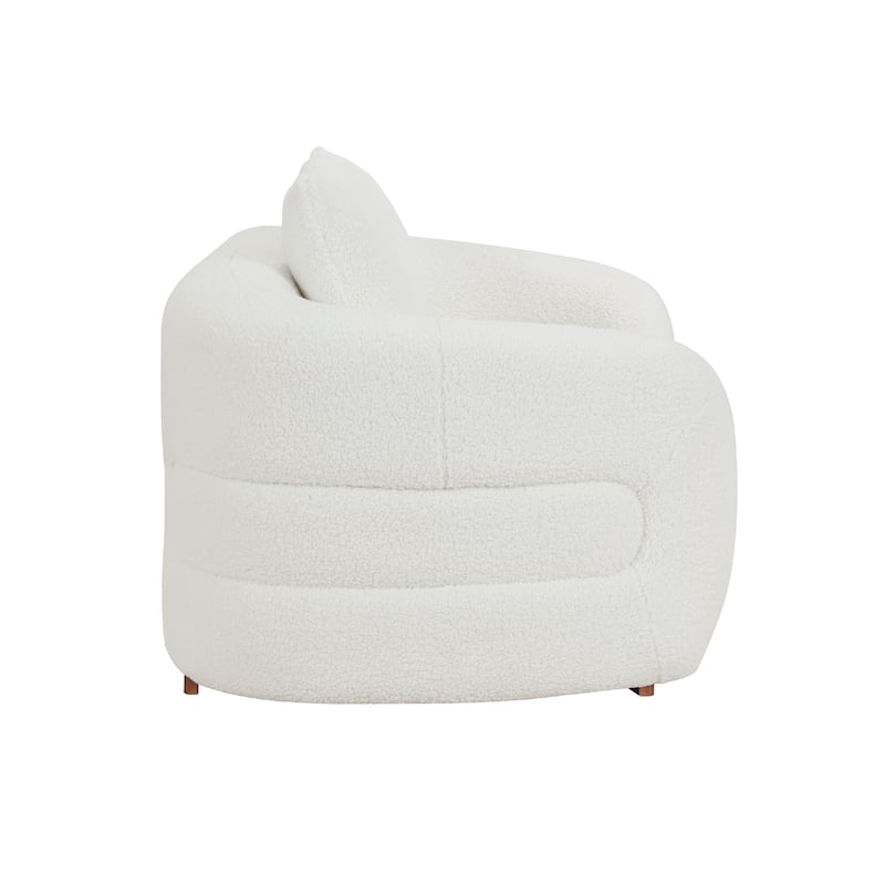 Novy Loveseat with 2 Accent Pillows, White Sherpa, Gold, 71 Inch