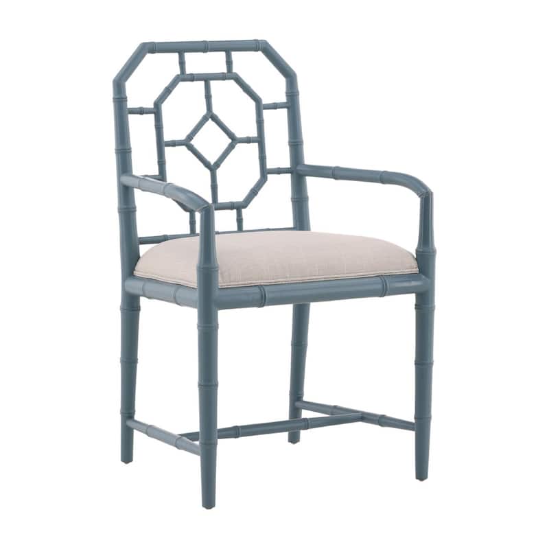 Furniture Classics Light Blue Mahogany Bamboo Style Arm Chair