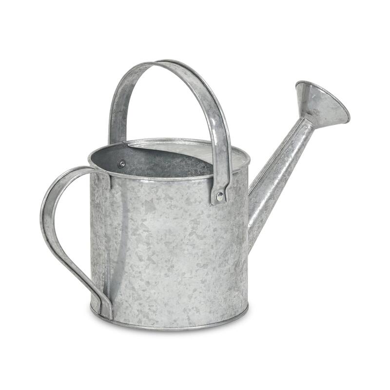 HomeRoots 7" Gray Galvanized Metal Decorative Watering Can - 12.00 in. x 6.50 in. x 5.50 in.