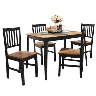 Costway 5 Pcs Mid Century Modern Black 29.5'' Dining Table Set 4
