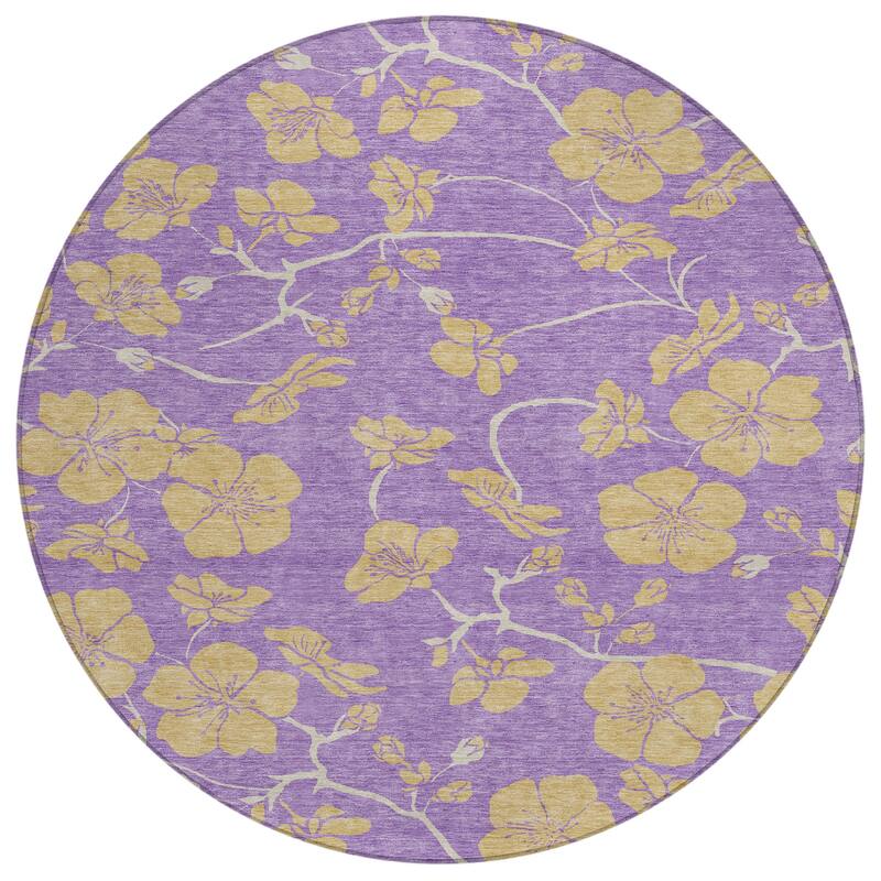 Machine Washable Indoor/ Outdoor Floral Zen Chantille Rug