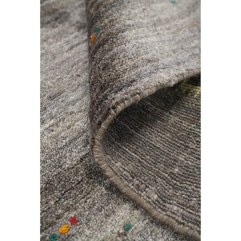 Hand Knotted Oriental Viscose Silk Carpet Tribal Animal Pictorial Beige & Ivories Gabbeh Area Rug - 11' 8'' X 4' 11''