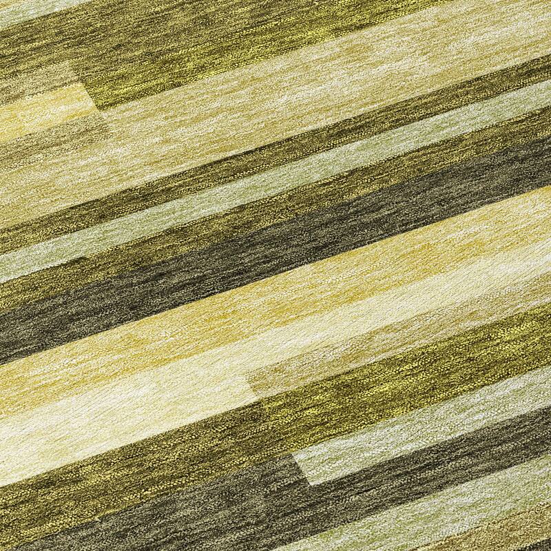 Machine Washable Indoor/ Outdoor Modern Stripes Chantille Rug