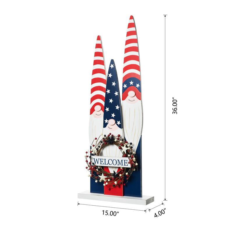 Glitzhome 36"H Wooden Patriotic Americana Porch Decor