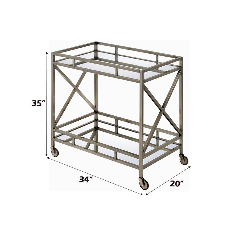 Kristensen Mirrored & Antique Gold Finish Serving cart