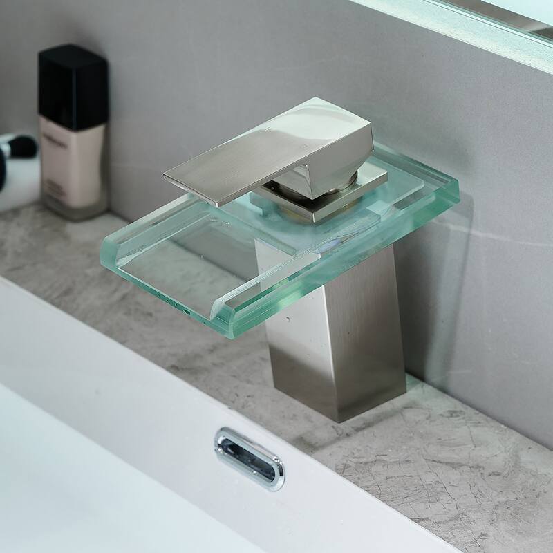Modern Brushed Nickel Bathroom Basin Faucet with LED Light