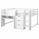 preview thumbnail 16 of 20, Full Size Low Loft Bed with Built-in Desk, Storage Cabinets, Open Bookcase, and Whiteboard for Graffiti