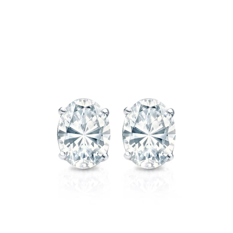 Auriya 14k Gold Lab Grown Diamond Oval Stud Earrings 0.50 to 5.00 ct. tw. Screw-Back (F-G, VS)