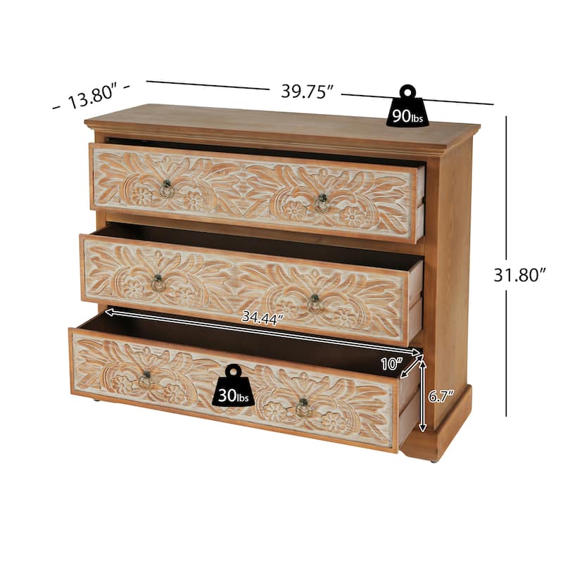 Christopher Knight Home- Aurembiaix Fir Wood 3 Drawer Dresser