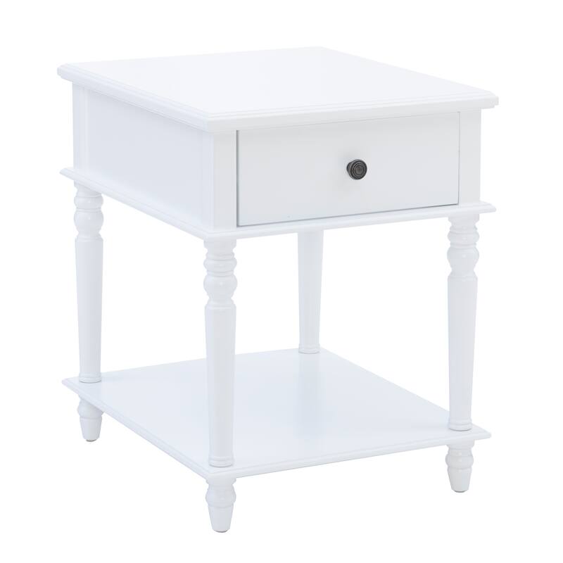 Linon Jowin Classic Wood Side Table with Storage