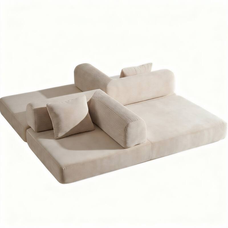 Convertible Sofa Bed, 3 in 1 Folding Loveseat Couch Bed Foldable Boneless Couch Floor Sleeper, Corduroy Pull Out Sofa Bed