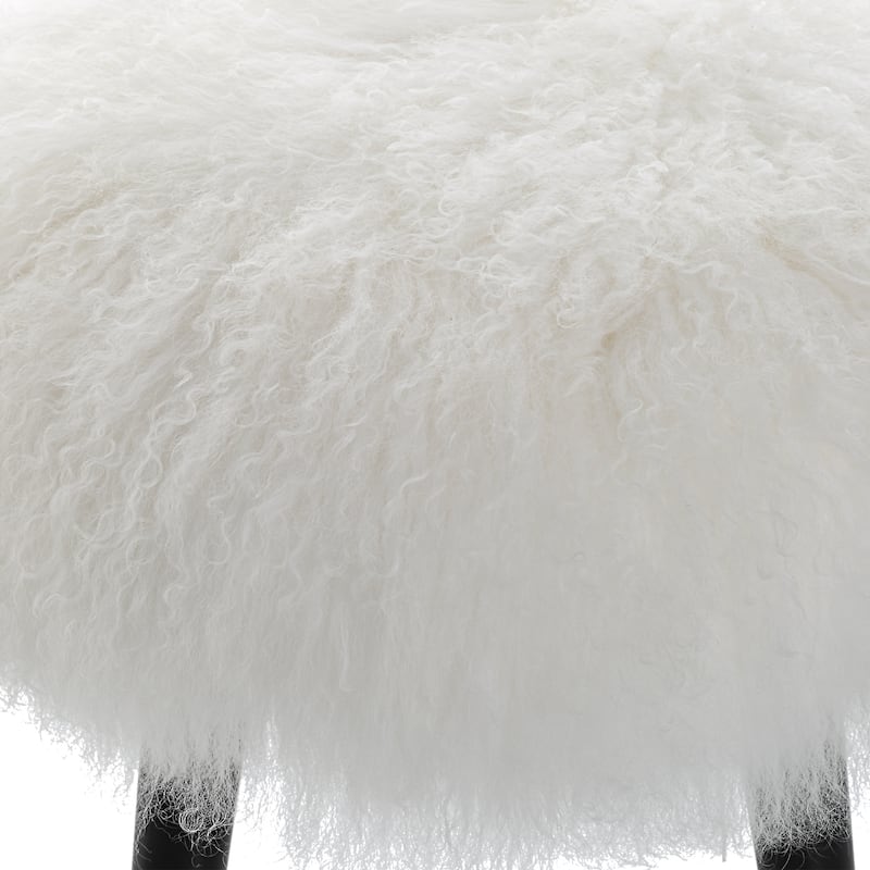 Uttermost Wooly Sheepskin Accent Stool - 17"W x 18.5"H x 17"D