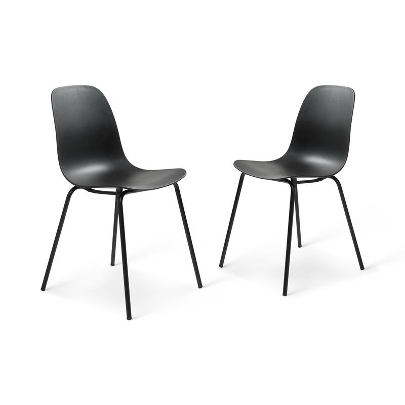 Rye Studio PVC Chairs with Matching Steel Legs, Set of 2 - Black - Counter Height/Dining Height