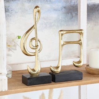 The Novogratz Gold Resin Musical Notes Sculpture with Black Base (Set ...