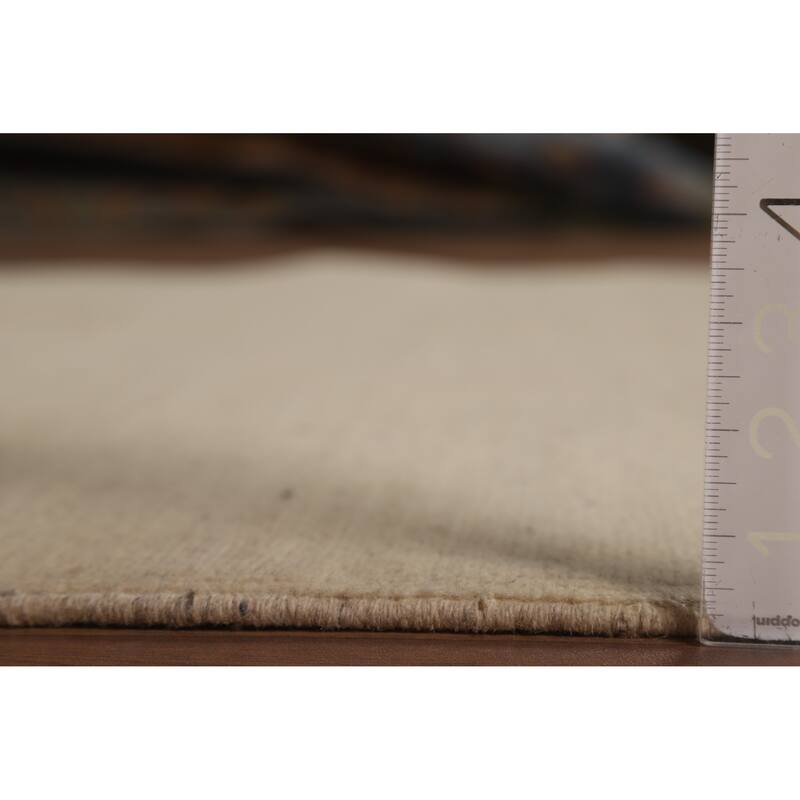 Gabbeh Modern Rug Oriental Beige Handmade Wool Carpet - 5'1"x 6'6"