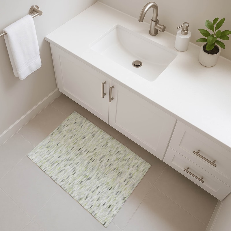 Premium Washable Super Soft Modern Mosaic Mayfield Rug - Green - 1'8" x 2'6"