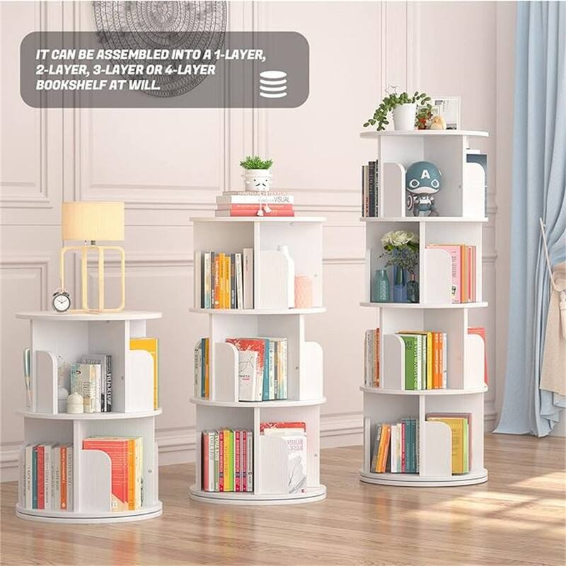 360 Display 4 Tier Floor Standing Bookcase Storage Rack - 15.7"D x 15.7"W x 51.2"H