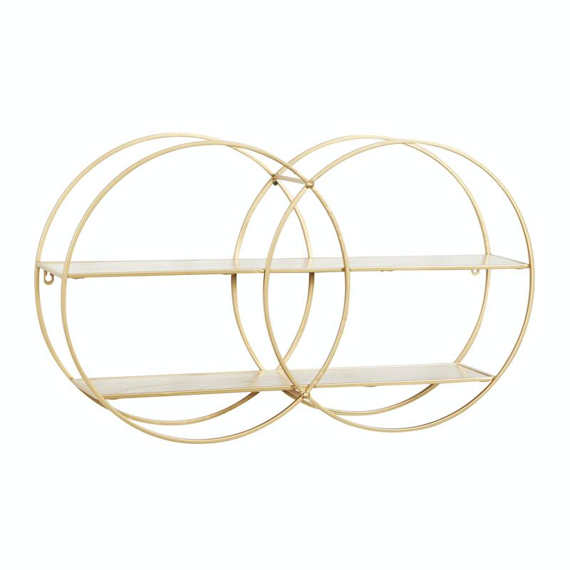 Metal Round 2 Shelves Wall Shelf - Gold - CosmoLiving by Cosmopolitan - Gold