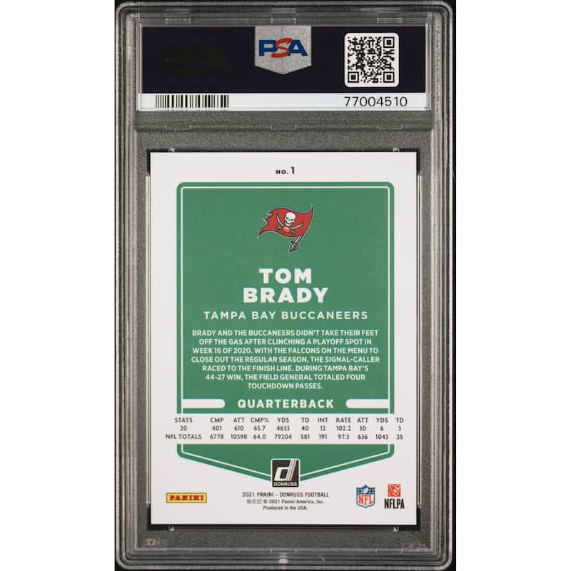 Tom Brady 2021 Panini Donruss Press Proof Premium Football Card #1 Graded PSA 10 - 8'6" x 11'6"