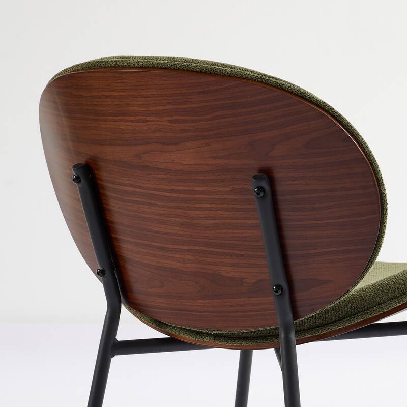 Roomfitters Mid-Century Modern Shell Chair, PU Leather Accent Lounge Chair with Walnut Wood Finish and Metal Legs