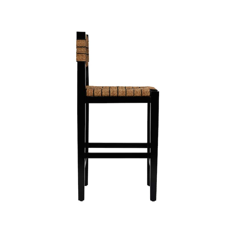 Willowbrook Solid Wood and Natural Woven Seagrass Rope Counter Stool